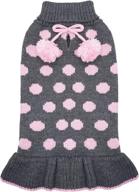 🐶 stylish kyeese polka dot dog sweater dress with leash hole: knit warm clothes for fall winter with pom pom ball логотип