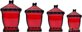 img 3 attached to 🥜 Tuscany Pistachio Green 4-Piece Ruffle Canister Set by ACK - Your Choice of Color (RED)