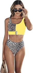 img 4 attached to Floerns Womens Leopard Bathing Gray Withe Women's Clothing via Swimsuits & Cover Ups