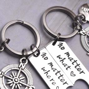 img 2 attached to Set Of 2 Best Friend Keychains - Polished Finish Long Distance Friendship Relationship Gift - LParkin No Matter What No Matter Where