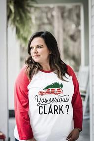 img 1 attached to Вы серьезно, Кларк? Женская футболка с рисунком елки на рукаве 3/4 - Бейсбольная футболка плюс размера