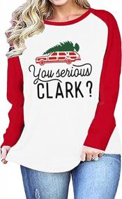img 3 attached to Вы серьезно, Кларк? Женская футболка с рисунком елки на рукаве 3/4 - Бейсбольная футболка плюс размера