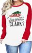 you serious clark? christmas tree graphic women's t-shirt - plus size 3/4 sleeve baseball tee logo