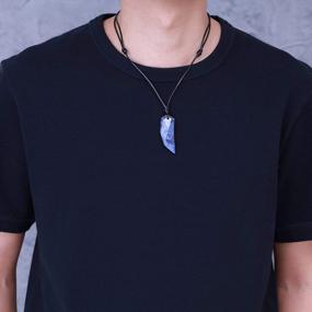 img 3 attached to Stylish COAI Wolf Tooth Necklace With Healing Crystal For Men