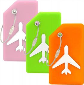 img 4 attached to Colorful Teskyer Luggage Tags With Privacy Protection For Suitcase And Travel Bags (3 Pack)