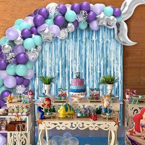 img 1 attached to Mermaid Balloon Garland Kit With 121Pcs Including Mermaid Tail Foil Balloons And Light Blue Foil Fringe Curtain For Under The Sea Party Decorations - JOYYPOP (Silver Color)