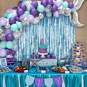 img 2 attached to Mermaid Balloon Garland Kit With 121Pcs Including Mermaid Tail Foil Balloons And Light Blue Foil Fringe Curtain For Under The Sea Party Decorations - JOYYPOP (Silver Color)