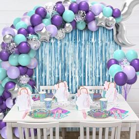 img 3 attached to Mermaid Balloon Garland Kit With 121Pcs Including Mermaid Tail Foil Balloons And Light Blue Foil Fringe Curtain For Under The Sea Party Decorations - JOYYPOP (Silver Color)
