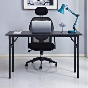 img 2 attached to 47-Inch Folding Computer Desk: BIFMA-Certified Office Workstation With No Assembly Required, Laptop Table, And Black Finish By SogesFurniture (BHUS-AC5CB-120)