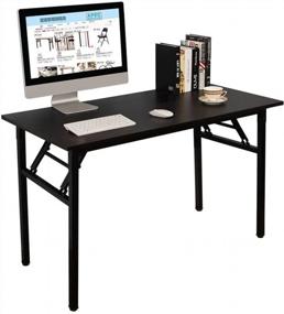 img 4 attached to 47-Inch Folding Computer Desk: BIFMA-Certified Office Workstation With No Assembly Required, Laptop Table, And Black Finish By SogesFurniture (BHUS-AC5CB-120)