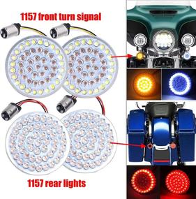 img 4 attached to 2-дюймовый комплект светодиодных указателей поворота 1157 цоколь, белые/янтарные передние лампочки указателей поворота 1157, двойной разъем, красные задние указатели поворота, совместимые с Harley Street Glide