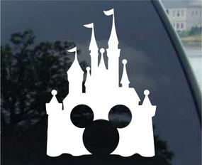 img 2 attached to White Vinyl Car Window Decal Sticker: Disney-style Castle with Mickey Inspired Design