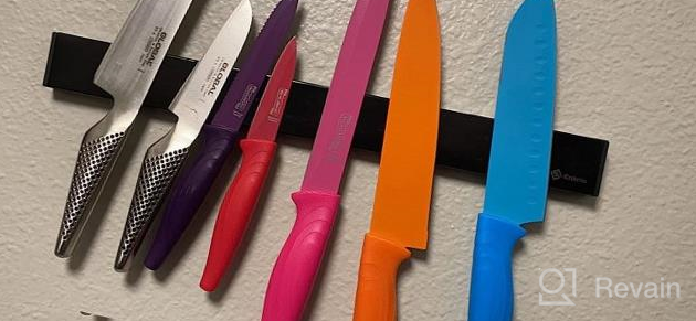 img 1 attached to 🔪 Magnetic Knife Holder for Wall, Enkrio 16 Inch - Black Stainless Steel - Knife Magnetic Strip - No Drilling - Kitchen Magnet Knife Holder Strip - Knife Rack - Knife Bar review by Mitchell Norman