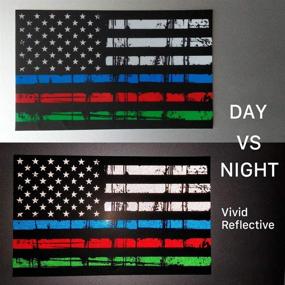 img 2 attached to 🚓 Creatrill Reflective Tattered Thin Blue Red Green Line Decal Matte Black – 3 Packs 3x5 in. American USA Flag Decal Stickers: Show Your Support for Police, Fire Officers, Military Troops on Cars, Trucks, Hard Hats!