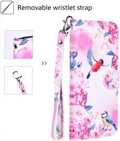 img 2 attached to Premium PU Leather Flip Folio Case Cover W/ Wrist Strap, Card Holder & Kickstand For Samsung Galaxy S7 5.1 Inch - Birds Love Flowers Design