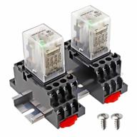 electromagnetic power relay with led indicator, din rail, 14 pin 4pdt, 5a coil and base - bnyzwot hh54p dc 12v (2pcs) logo