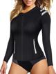 women's 2mm neoprene wetsuit top with long sleeves and 2 zipper pockets - ideal for swimming, diving, surfing, and boating - by ctrilady logo