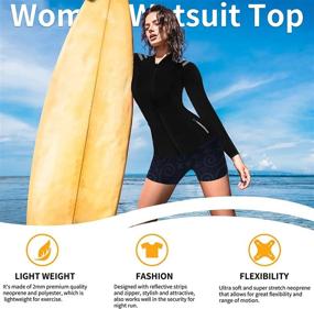 img 2 attached to Women'S 2Mm Neoprene Wetsuit Top With Long Sleeves And 2 Zipper Pockets - Ideal For Swimming, Diving, Surfing, And Boating - By CtriLady