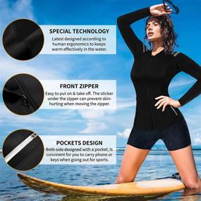 img 3 attached to Women'S 2Mm Neoprene Wetsuit Top With Long Sleeves And 2 Zipper Pockets - Ideal For Swimming, Diving, Surfing, And Boating - By CtriLady