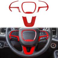 voodonala steering wheel cover trim for dodge challenger charger 2015-2022, jeep grand cherokee srt8 2014-2022, dodge durango 2014-2020 - abs red, set of 4 pieces логотип