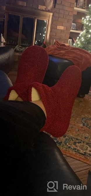 img 1 attached to 👢 LongBay Women's Cozy Fur Bootie Slippers with Curly Fleece Lining, Plush Memory Foam, and Comfy House Shoes review by Marcos Oner