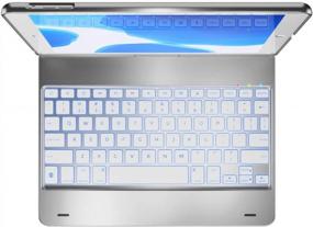 img 2 attached to Вращающийся на 360 градусов чехол для клавиатуры iPad с подсветкой 10 цветов для iPad 2018, 2017, Pro 9.7 и Air 2 и 1 - тонкий, легкий и беспроводной / BT - серебристый чехол для iPad с клавиатурой