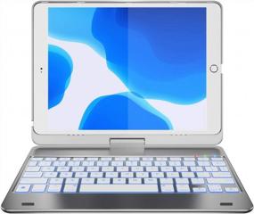 img 3 attached to Вращающийся на 360 градусов чехол для клавиатуры iPad с подсветкой 10 цветов для iPad 2018, 2017, Pro 9.7 и Air 2 и 1 - тонкий, легкий и беспроводной / BT - серебристый чехол для iPad с клавиатурой