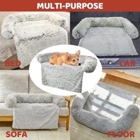 img 2 attached to 🐶 Sagging Calming Couch Protector Pet Bed: Soft Plush Dog Sofa Mat Cover for Furniture with Removable Washable Cover