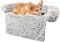 🐶 sagging calming couch protector pet bed: soft plush dog sofa mat cover for furniture with removable washable cover logo