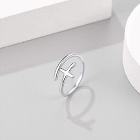img 1 attached to 925 Sterling Silver PROSILVER Side Cross Ring Adjustable Stackable Teen Minimalist Knuckle Band For Women