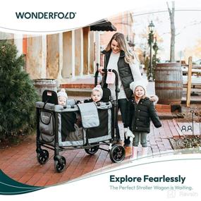 img 3 attached to 👶 WONDERFOLD W2 Original Double Stroller Wagon | 2 High Face-to-Face Seats | 5-Point Harnesses | Easy-Access Front Zipper Door | Removable UV-Protection Canopy | Poppy Red (Original)