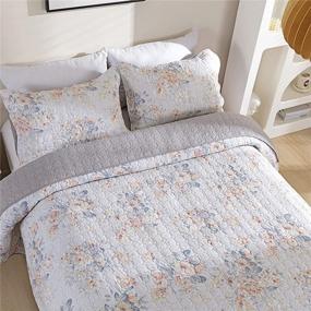img 2 attached to Add Romance To Your Bedroom With ABREEZE Vintage Flora Print Quilt Set - 100% Cotton Reversible Bedding Coverlet And Bedspread Set With Peony Flora Design - Queen Size (3 Piece Set)