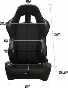 img 3 attached to ModifyStreet 1 пара универсальных черных гоночных сидений из ткани ананас/кожи ПВХ