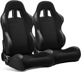 img 4 attached to ModifyStreet 1 Pair Universal Black Pineapple Fabric/PVC Leather Racing Seats