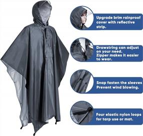 img 1 attached to Anyoo водонепроницаемое пончо от дождя, легкая многоразовая куртка с капюшоном для пешего туризма для активного отдыха