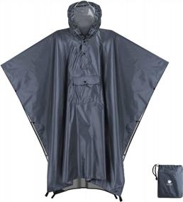 img 4 attached to Anyoo Waterproof Rain Poncho Lightweight Reusable Hiking Hooded Coat Jacket For Outdoor Activities