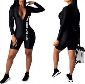 img 1 attached to ECHOINE Women'S Sexy Deep V-Neck Jumpsuit Long Sleeve Bodycon Romper Pants