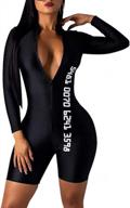 echoine women's sexy deep v-neck jumpsuit long sleeve bodycon romper pants logo