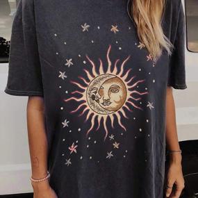 img 3 attached to Vintage Sun And Moon T-Shirt For Women - Casual Crewneck Tee With Short Sleeves And Printed Blouse By YSLMNOR