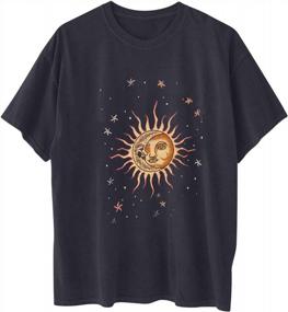 img 2 attached to Vintage Sun And Moon T-Shirt For Women - Casual Crewneck Tee With Short Sleeves And Printed Blouse By YSLMNOR