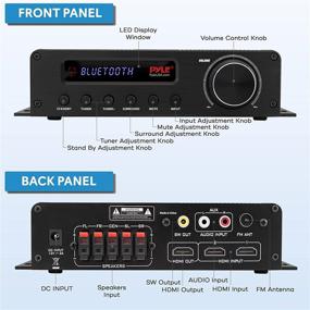 img 4 attached to 🔊 Powerful 100W 5 Channel Wireless Bluetooth Home Audio Amplifier for Home Theater, Surround Sound Receiver with HDMI, AUX, FM Antenna Inputs, Subwoofer Speaker Input, and 12V Adapter - Pyle PFA540BT