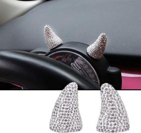 img 4 attached to 🔥 YGMONER Silver Bling Devil Horn Car Interior Decoration - Car Truck Helmet Motorcycle Accessory with Sticker