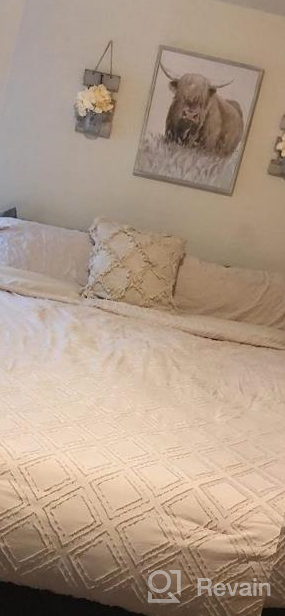 img 1 attached to Nanko Queen Comforter Set White Tufted Jacquard Boho Soft Shabby Chic Reversible Down Alternative Microfiber Bedding - All Season Duvet And 2 Pillowcases Farmhouse Bed Sets Women Men Size 88 X 90 3Pc review by Chris Bailey