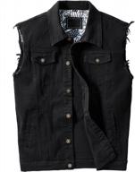 men's classic trucker sleeveless denim vest jean jacket with button-down closure for casual wear logo