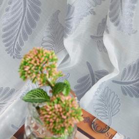img 1 attached to Grey Window Curtain Panel With Beautiful Leaves Jacquard Pattern And Sheer Voile Material - 52 By 216 Inches Long