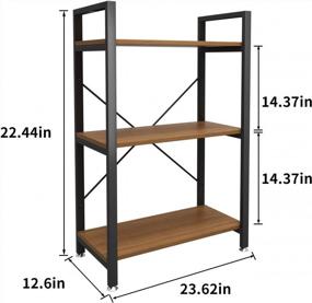 img 3 attached to 3 Tier Industrial Style Storage Rack Shelf For Bedroom, Living Room - Multi-Functional Bookcase Furniture Organizer With Metal Frame