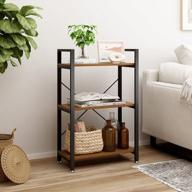 3 tier industrial style storage rack shelf for bedroom, living room - multi-functional bookcase furniture organizer with metal frame logo