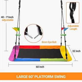 img 3 attached to IKARE Large Platform Tree Swing 60" X 32", 800Lb Weight Capacity, Indoor Outdoor Play Swing Set For Kids Adults, Adjustable Rope, Mesh Mat,Wear-Resistant Tree Cover