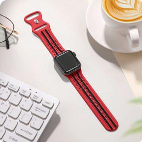 img 2 attached to Maledan Unique Designer Bands Compatible With Apple Watch Band 38Mm 40Mm 41Mm 42Mm 44Mm 45Mm 49Mm Women Men, Breathable Sport Strap Replacement For IWatch Ultra Series 8 7 6 5 4 3 2 1 SE SE2 Band