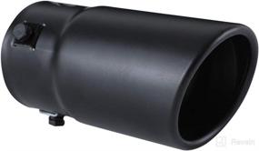 img 4 attached to Black Coated Stainless Steel Car Exhaust Tip - Fits 1.75 to 2.5 Inch Tail Pipe Diameter - Muffler Tips in Stylish Black Finish